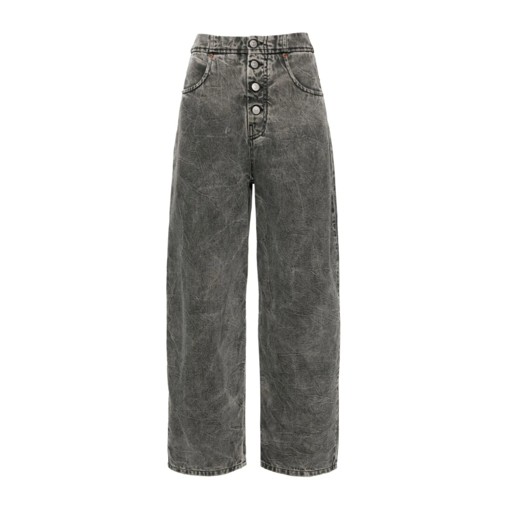MM6 Maison Margiela Grijze Denim Jeans Gekrinkelde Afwerking Gray Dames