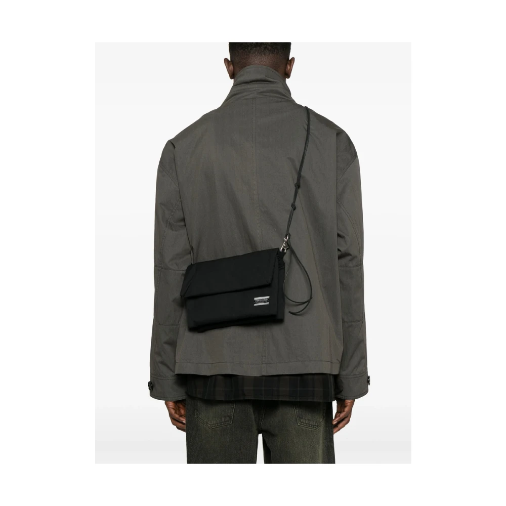 Our Legacy Zwarte Foldover Bum Bag met Logo Patch Black Heren