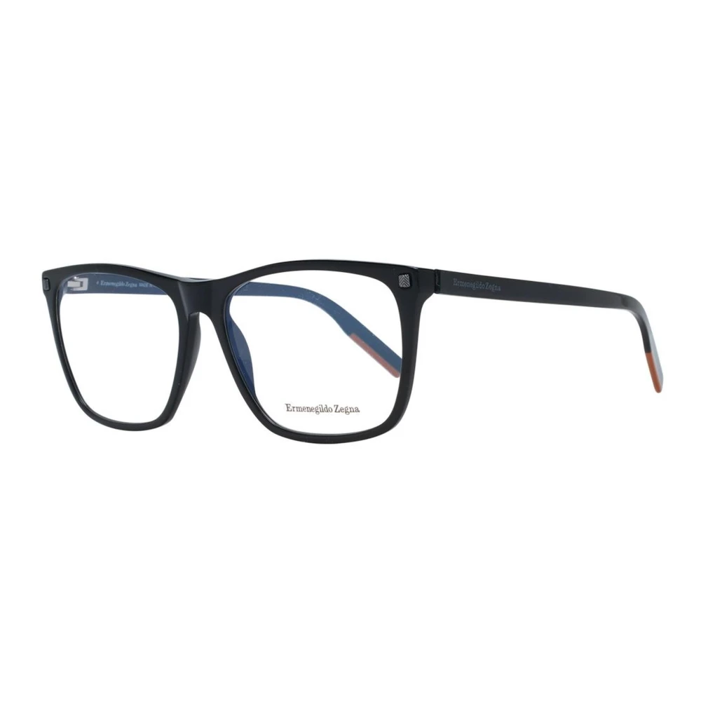 Ermenegildo Zegna Zwarte Plastic Optische Monturen Rechthoekige Vorm Black Heren