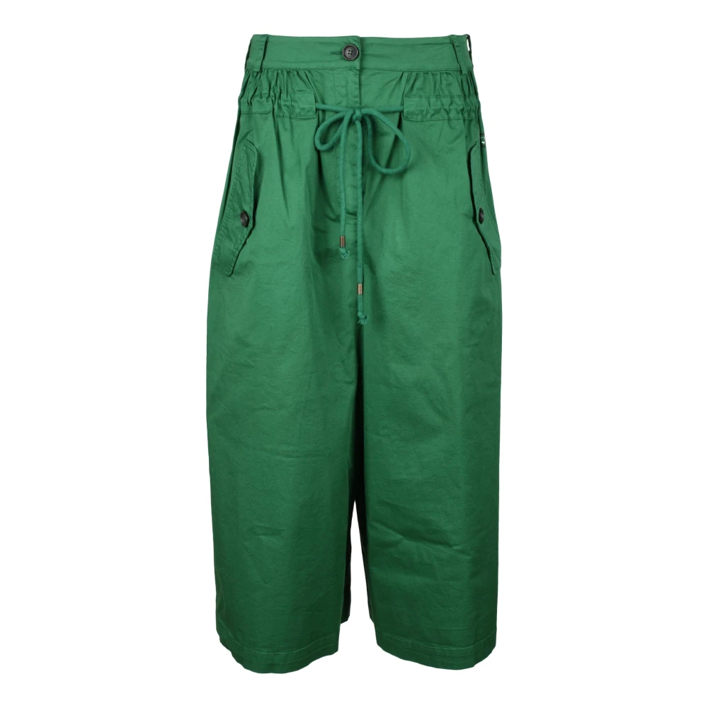 Semicouture Wijde Pijp Hoge Taille Broek Green Dames