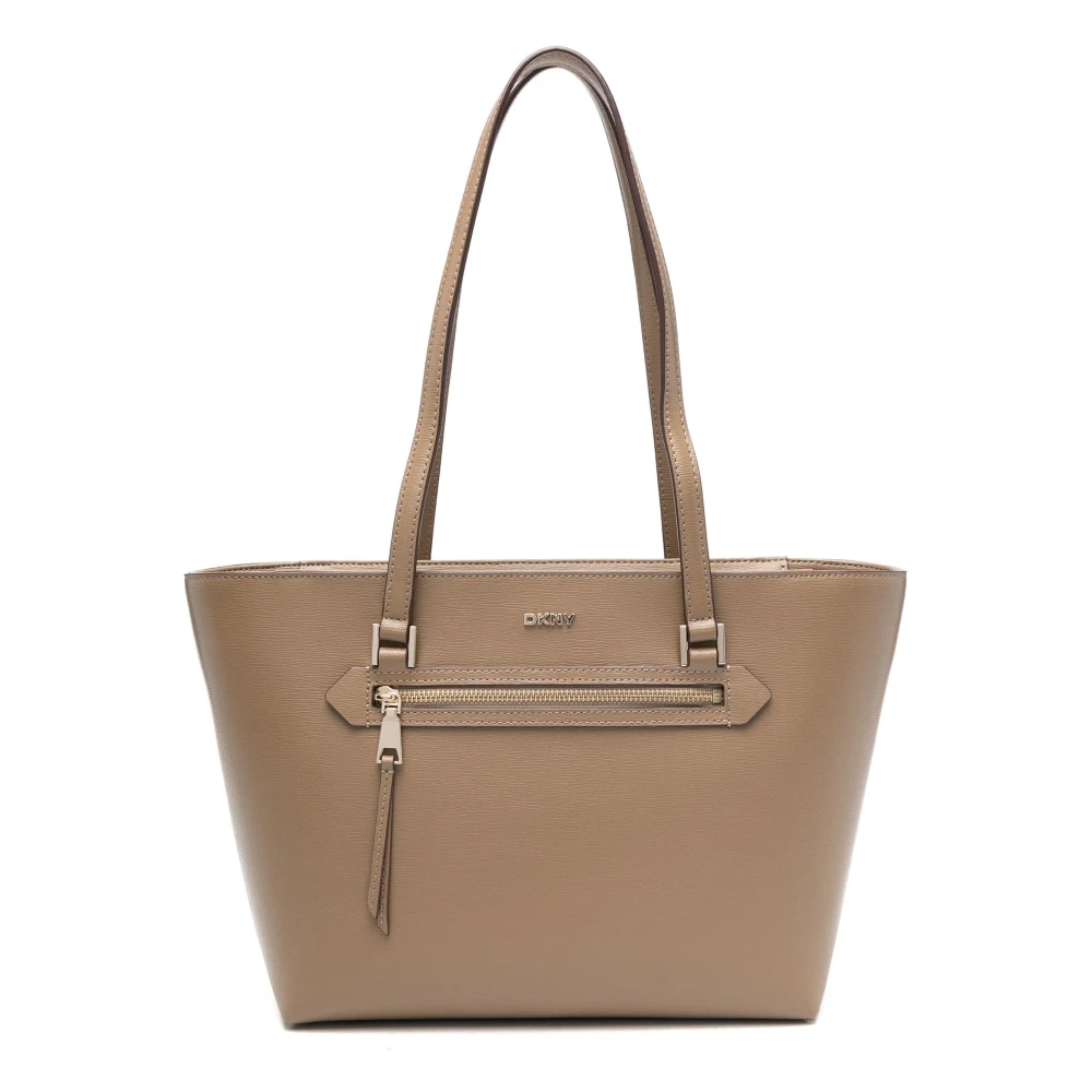 Dkny Women's Blue Leather Tote Bag With Logo