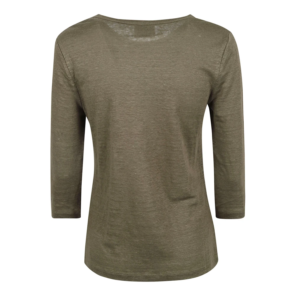 allude Linnen Top met Bootnek Green Dames