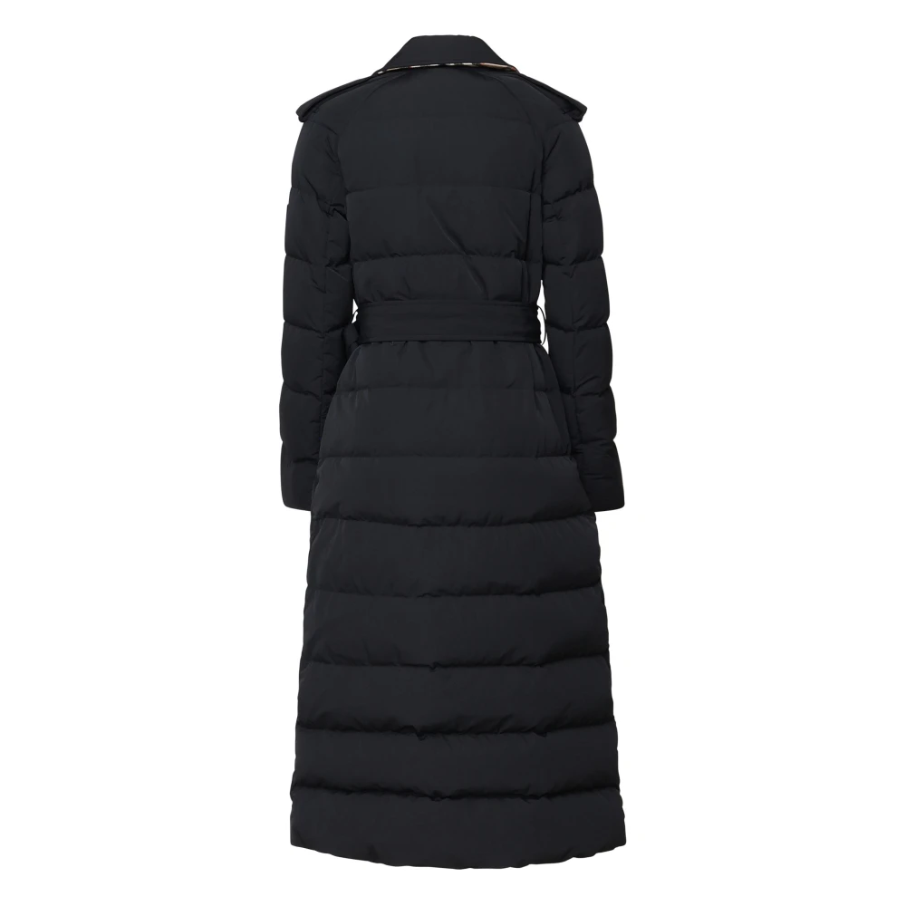 Burberry Zwarte dubbelrijdige jas met riem Black Dames