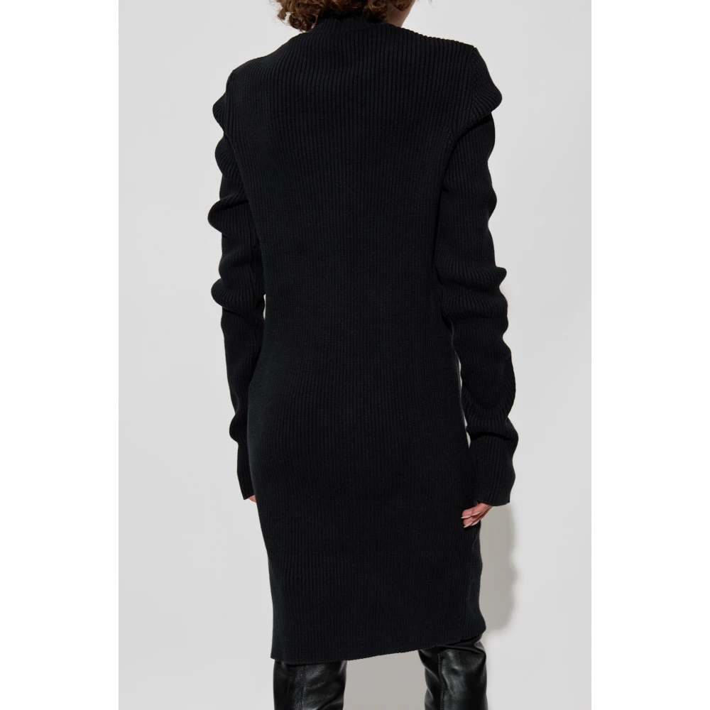 Balenciaga Ciao Bello Ribgebreide Turtleneck Jurk Black Dames
