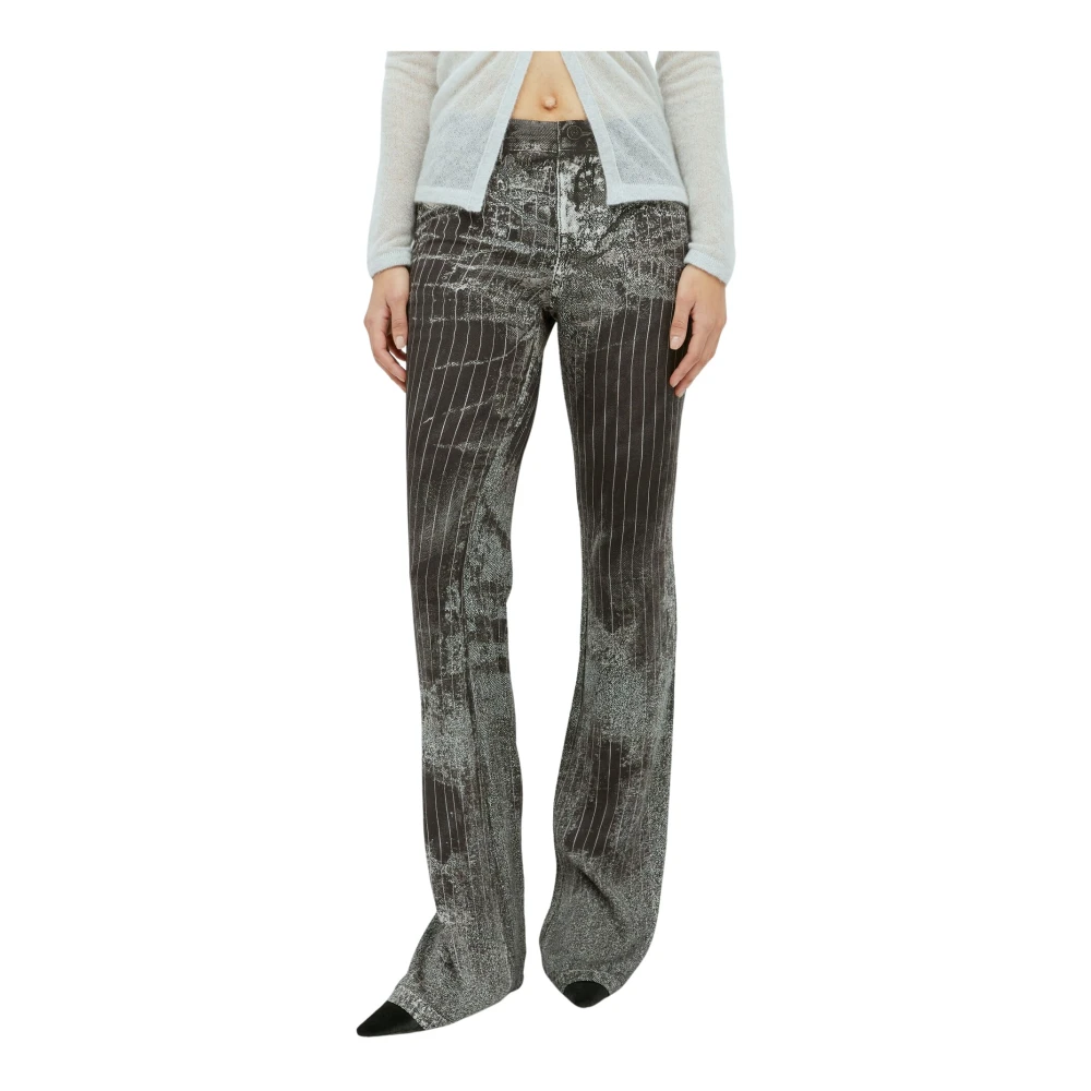 Diesel Grafische Print Stretch Broek Gray Dames