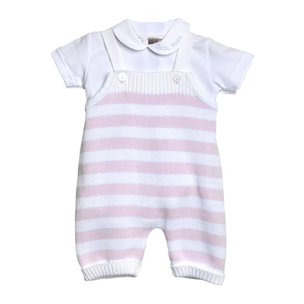 Little Bear Rosa Randig Bomull Salopette Klänning Pink, Unisex