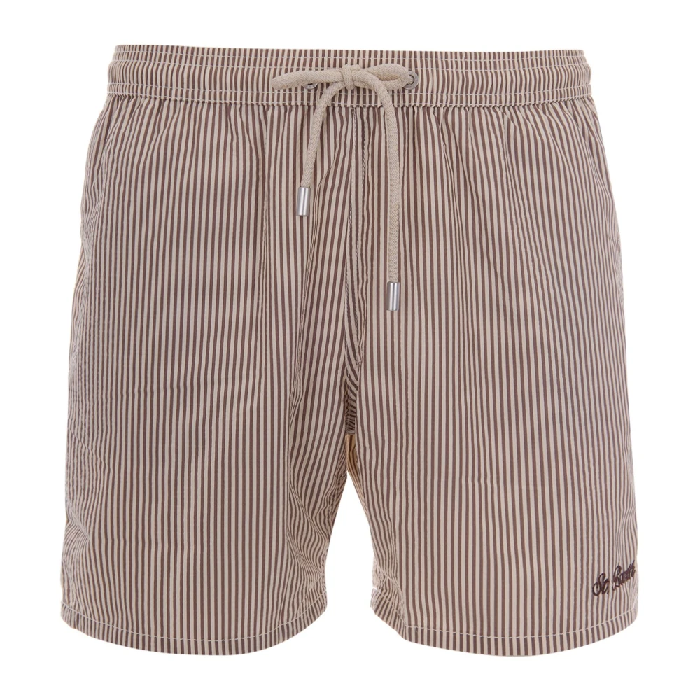 Mc2 Saint Barth Men's Brown Beachwear, S, Patmos - Swim Short With Back Flap Pocket