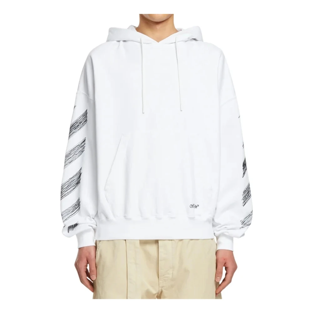 Off White Scribble Diag Hoodie White Heren