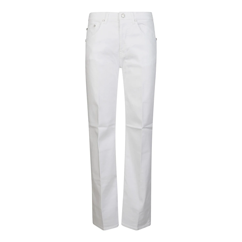 Dondup Italiaanse Jeans met Enkele Knoopsluiting White Dames