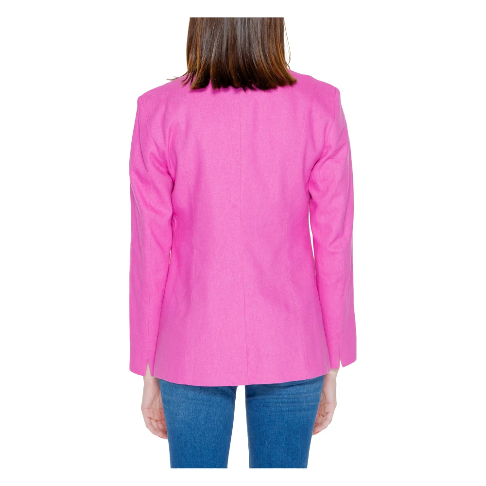 Only Linnen Blazer Damesjas Lente Zomer Pink Dames