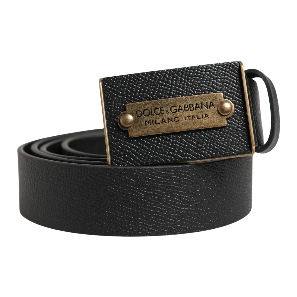 Dolce & Gabbana Hombre Negro - Cinturón De Piel De Becerro Con Hebilla Metálica - Accessories - One Size