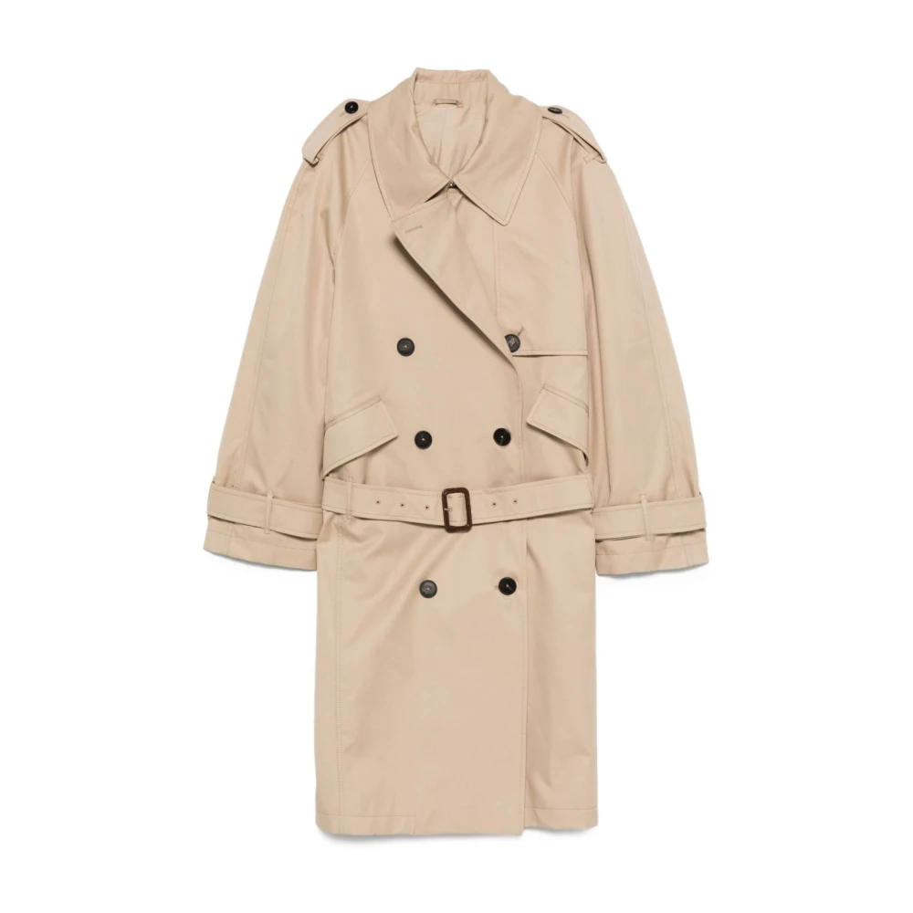 The Attico Women's Beige Trench Coats, Xs, Double-Breasted Trench Coat