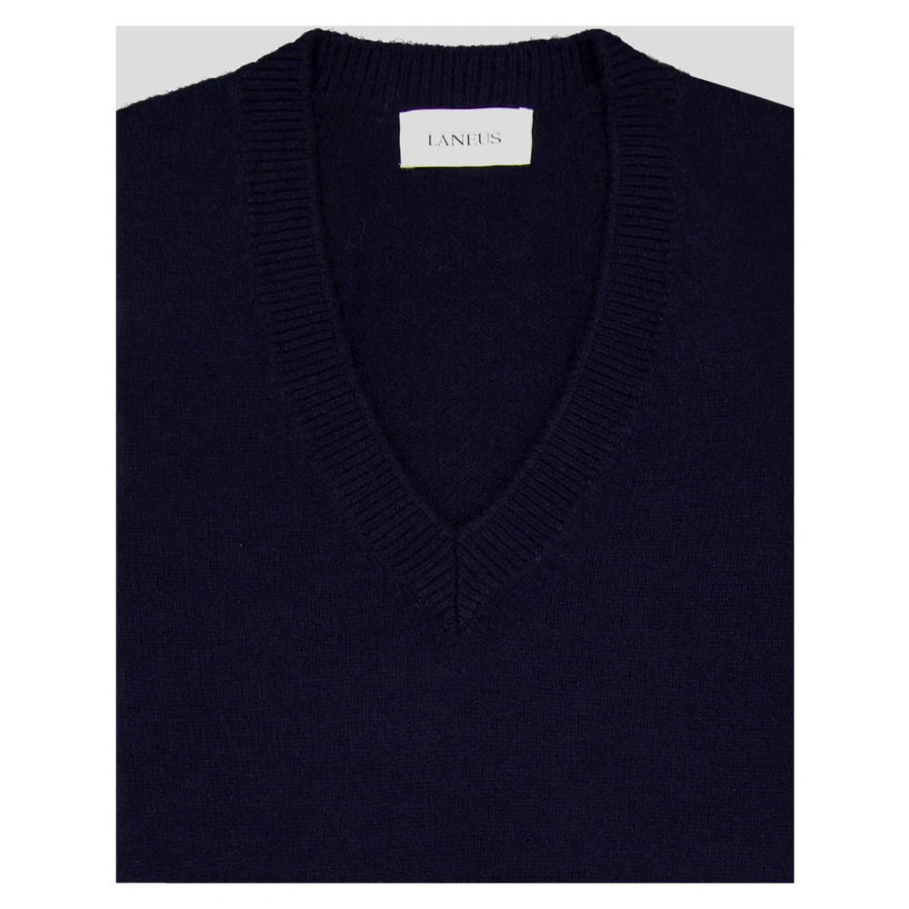 Laneus Wol V-hals Gebreid Blue Heren