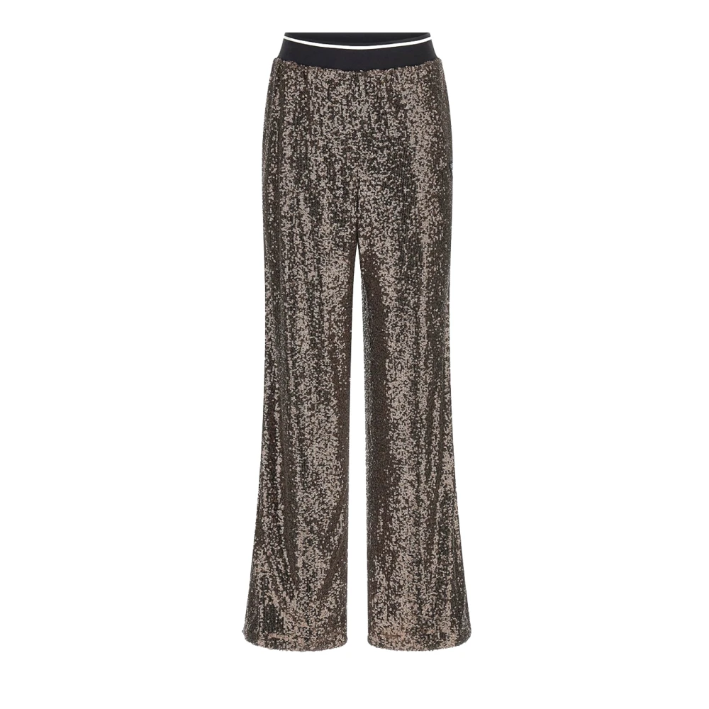 Guess Zwarte Paillet Wijde Pijp Broek Black Dames