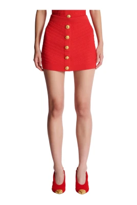 Buttoned Knit Short Skirt
