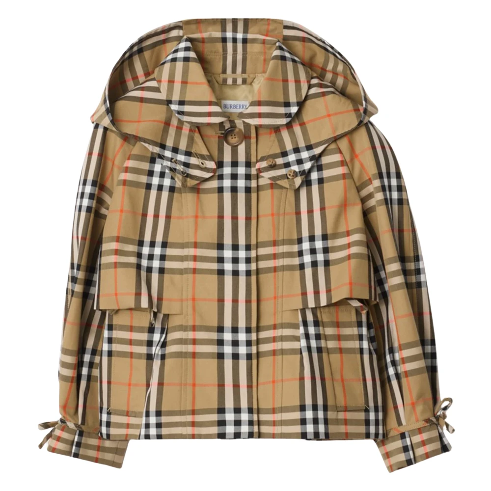 Burberry Girls Brown Light Jackets, 8 Y, Kimberley Check Trench Jacket