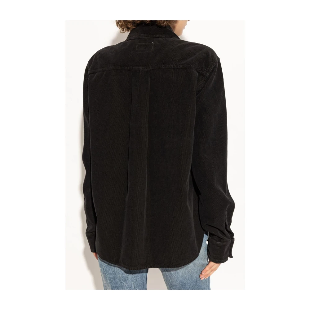 Saint Laurent Zwarte Katoenen Klassieke Kraag Shirt Black Dames