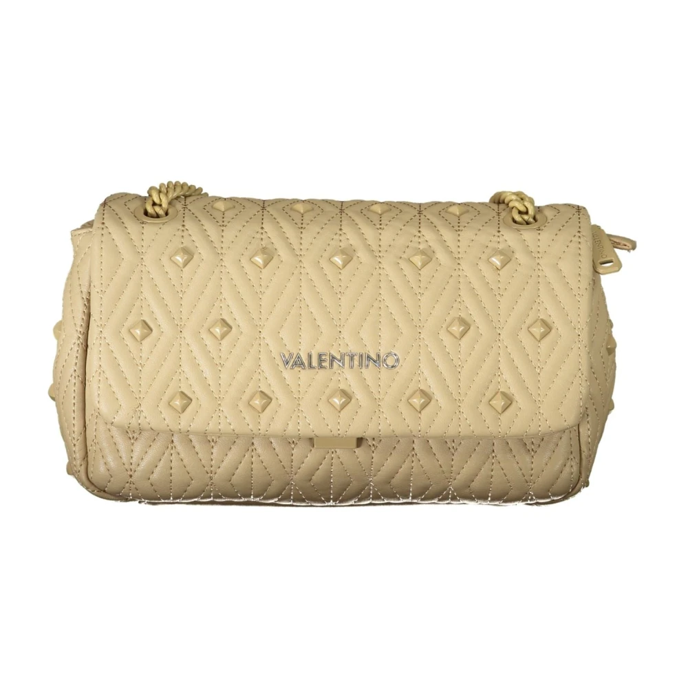 Valentino by Mario Valentino Beige Kedja Crossbody Väska med Dragkedja Beige, Dam