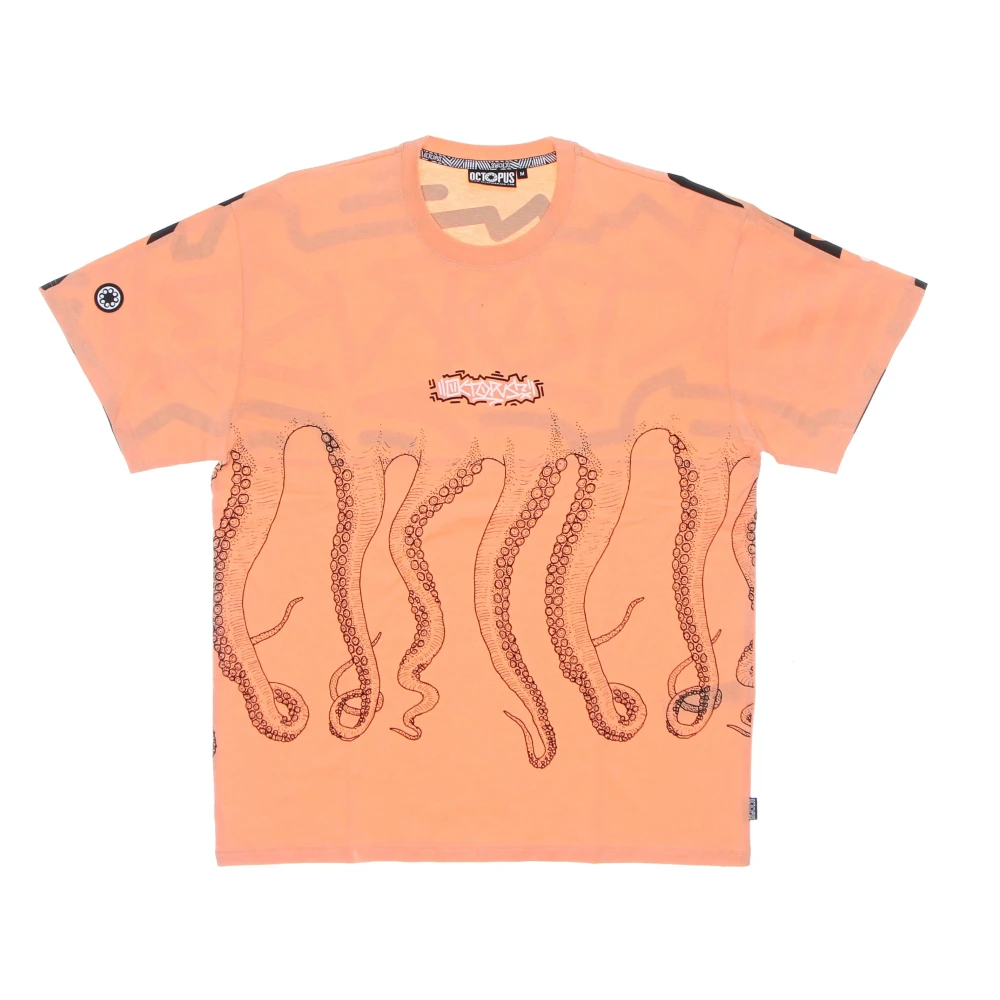 Octopus Tentakels Logo Tee Korte Mouw Katoen Orange Heren