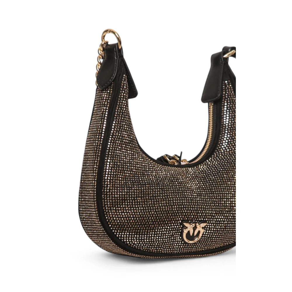pinko Strass Hobo Tas met Brioche Stijl Black Dames
