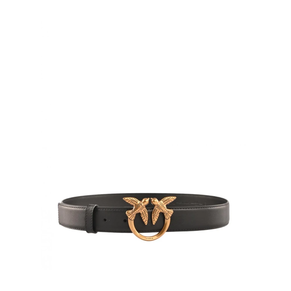 Pinko Women's Black Belts, Xs, Love Birds Diamond Cut Belt