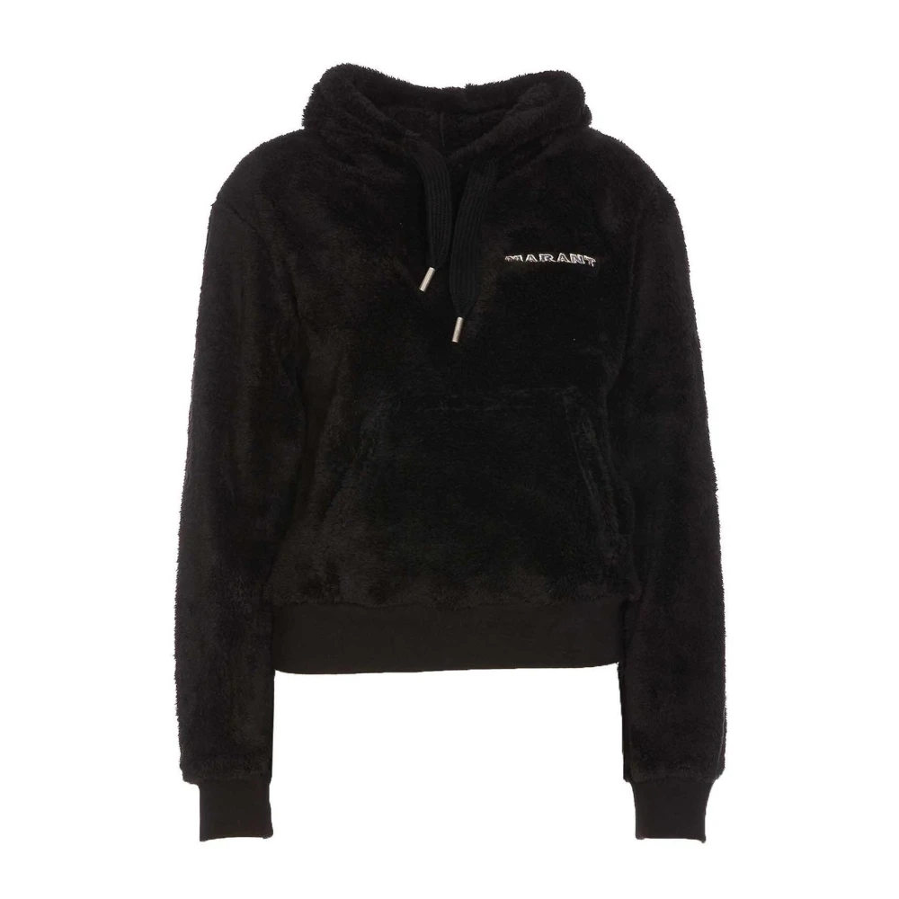 Isabel Marant Étoile Zwarte Logo-geborduurde Fleece Hoodie Black Dames