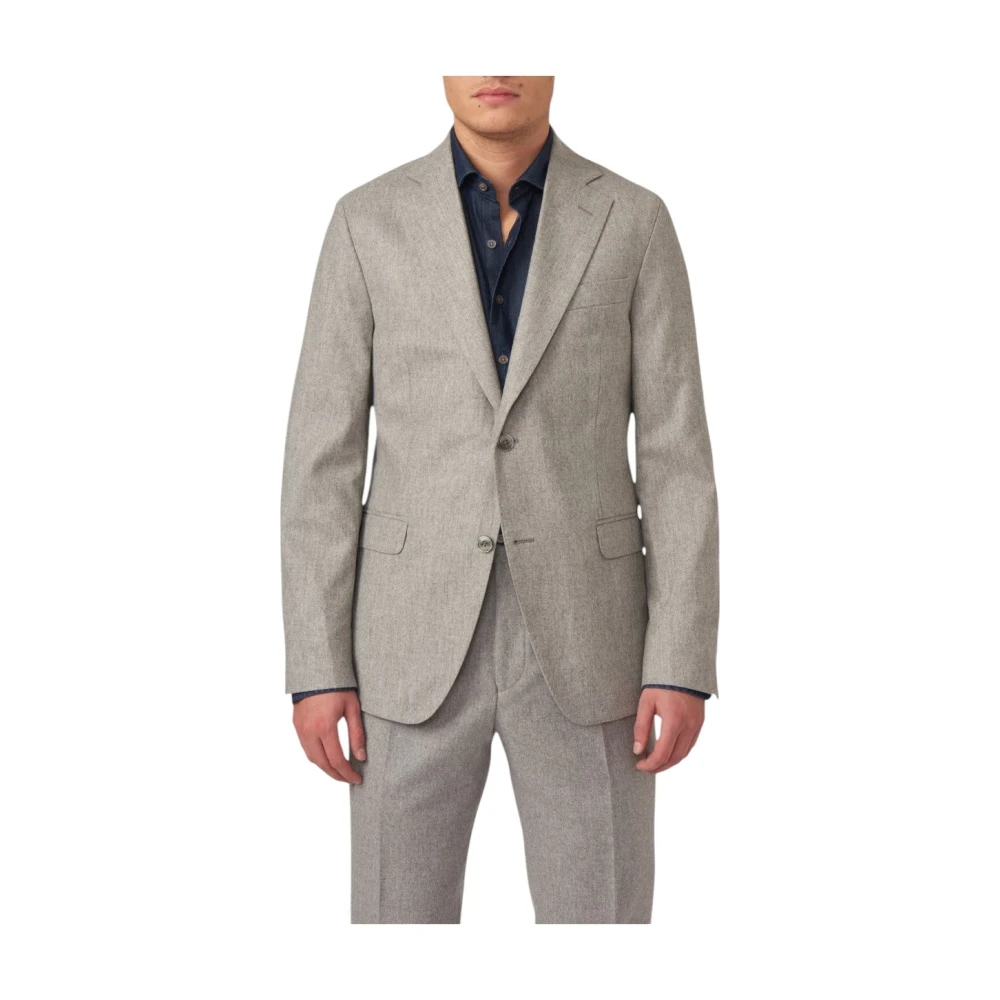 Oscar Jacobson Beige Flanelblazer Moderne Pasvorm Wol Beige Heren