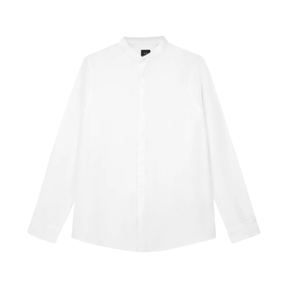 Armani Exchange Men's White Casual Shirts, Xl, Regular Fit Linen Shirt