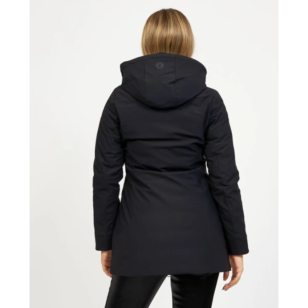 Save The Duck Hooded Zip Coat Black Dames