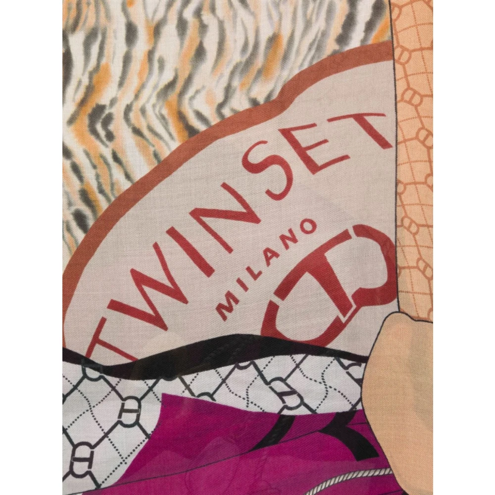 Twinset Transparante Multikleur Sjaal met Logoprint Multicolor Dames