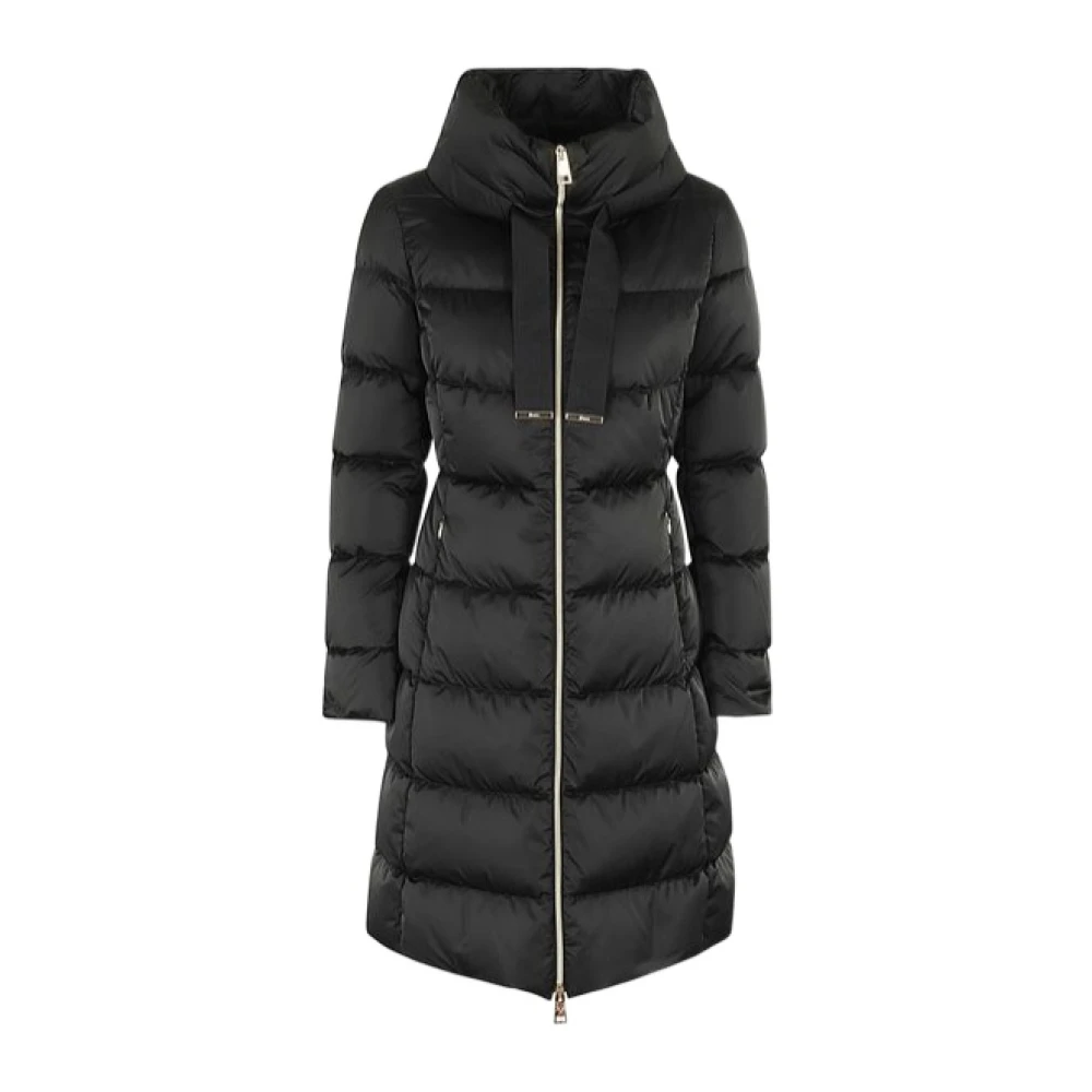 Herno Lang Zwart Satijnen Pufferjas Black Dames