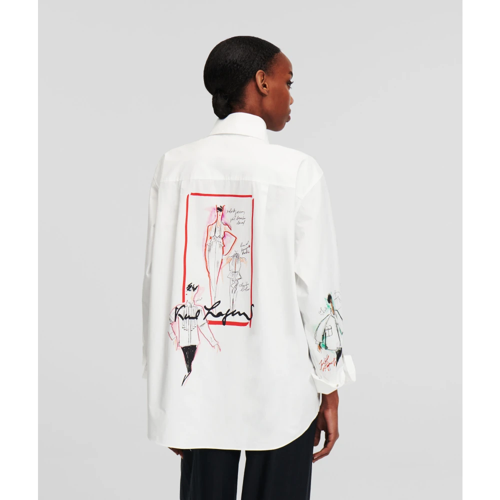 Karl Lagerfeld Trui met ontwerpersschetsen White Dames