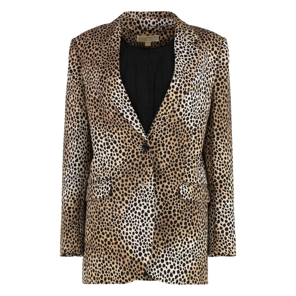 Michael Kors Women's Multicolor Blazers, Xs, Cheetah Print Stretch Crepe Blazer