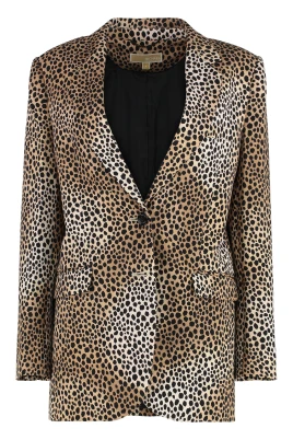 Cheetah Print Stretch Crepe Blazer