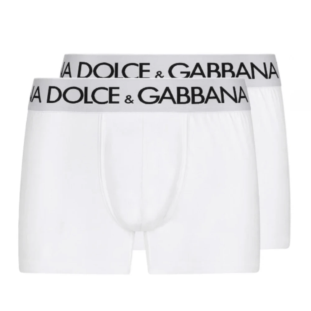 Dolce & Gabbana Logo-Print Katoenen Boxershorts (Set van 2) White Heren