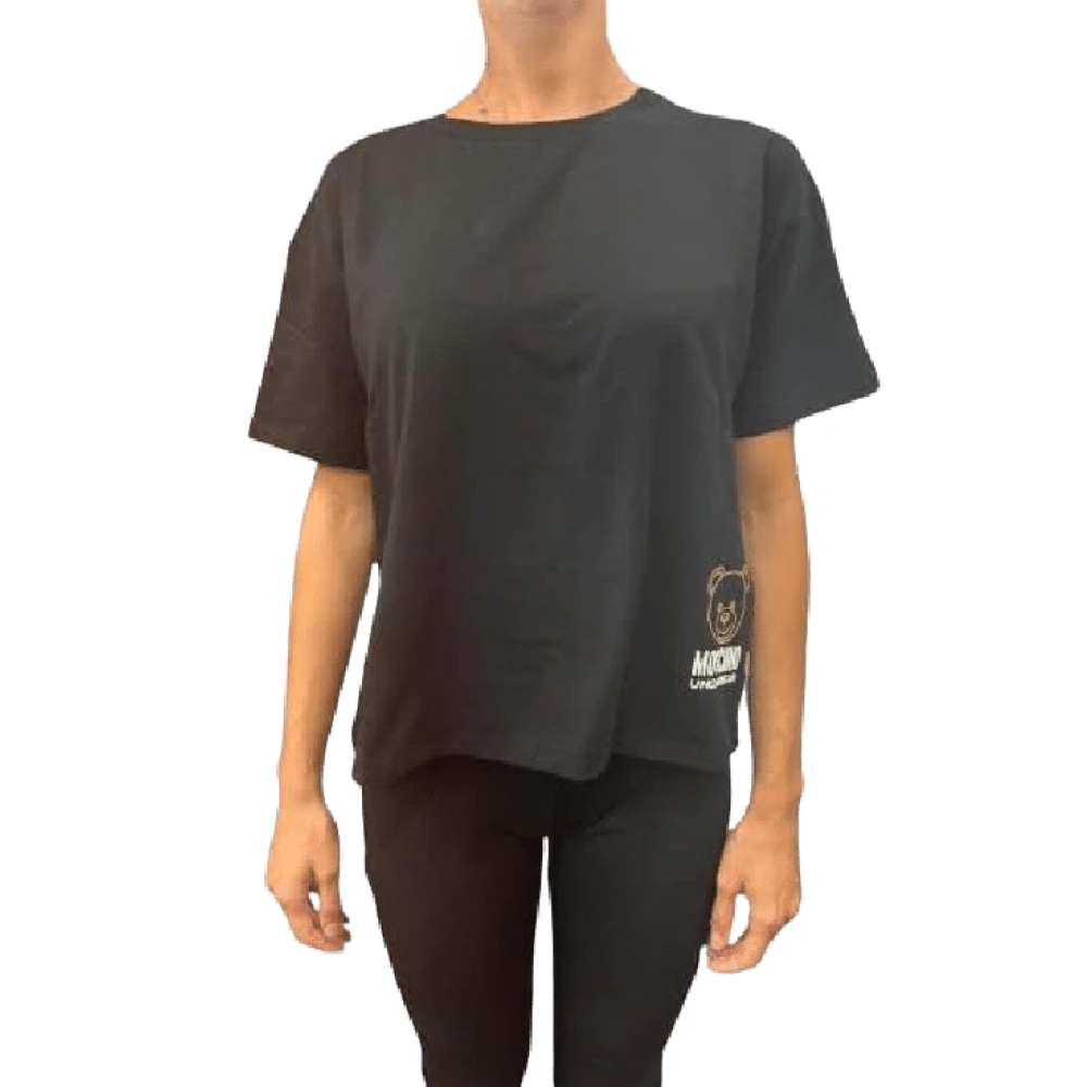 Moschino Stretch Jersey T-shirt in Zwart Black Dames