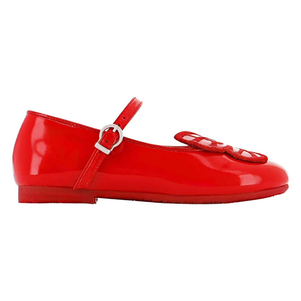 Sophia Webster Red Kids Ballerina Shoes, Female, 22 Eu, Butterfly Embroidery Flat