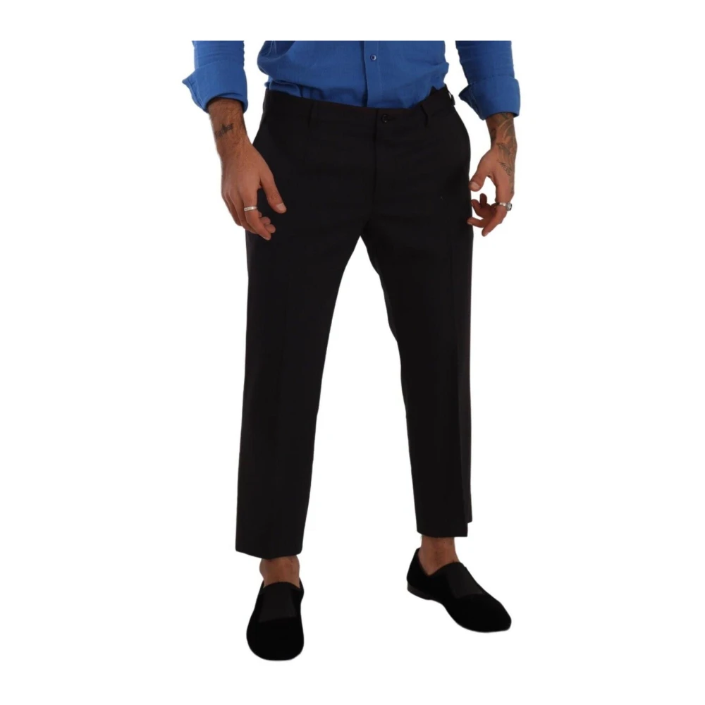 Dolce & Gabbana , Cropped Trousers, Male, Black, Xl, Elegant Cropped Wool Stretch Trousers - Image 3