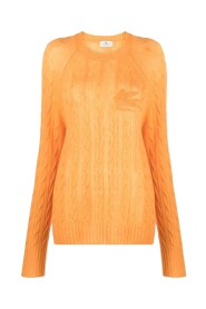 Orange Cashmere Sweater med 3D-effekt Broderi