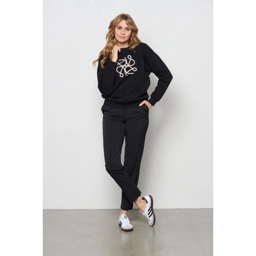 &Co Woman Pin-Stripe Cigarette Broek Black Dames