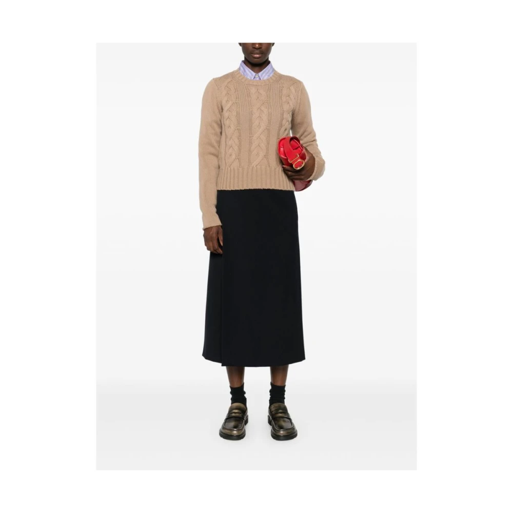 allude Kameelbruine Kabeltrui Beige Dames