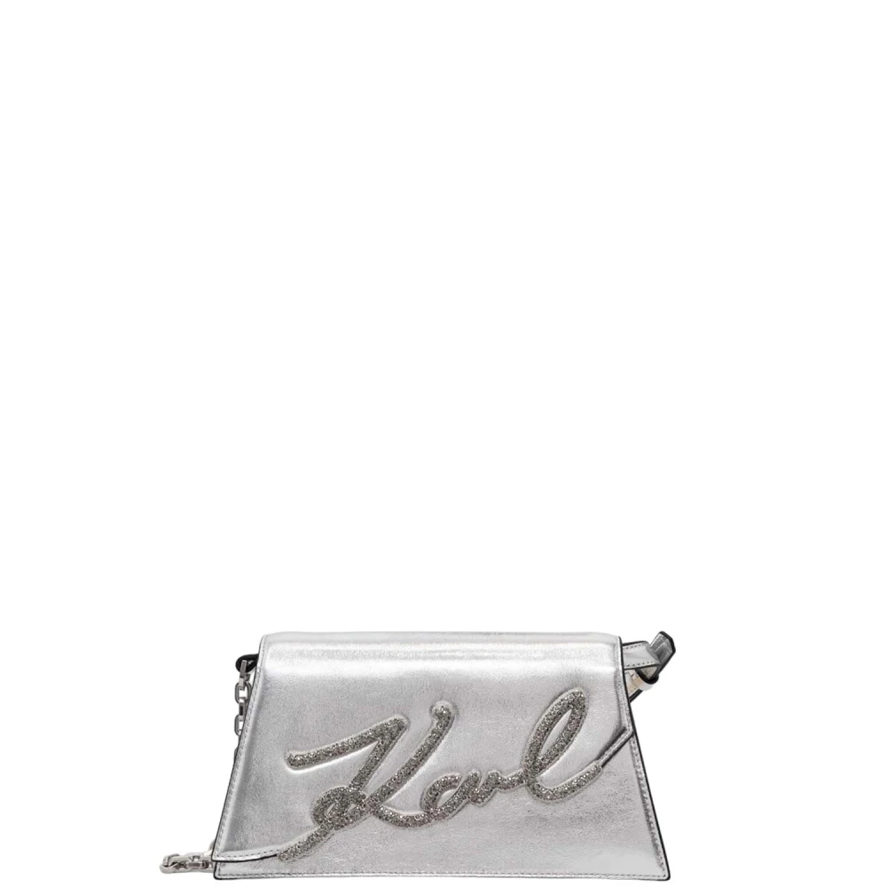 Karl Lagerfeld Signature 2.0 Metallic Schoudertas Gray Dames