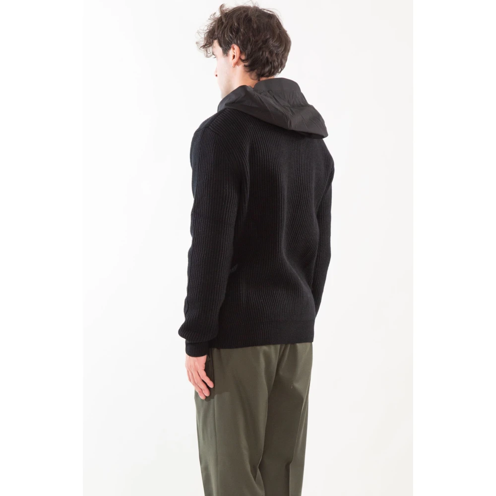MC2 Saint Barth Merino Ribbed Hoodie Black Heren