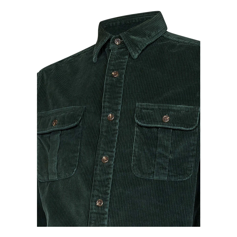Polo Ralph Lauren Groen Corduroy Overhemd met Suède Elleboogstukken Green Heren