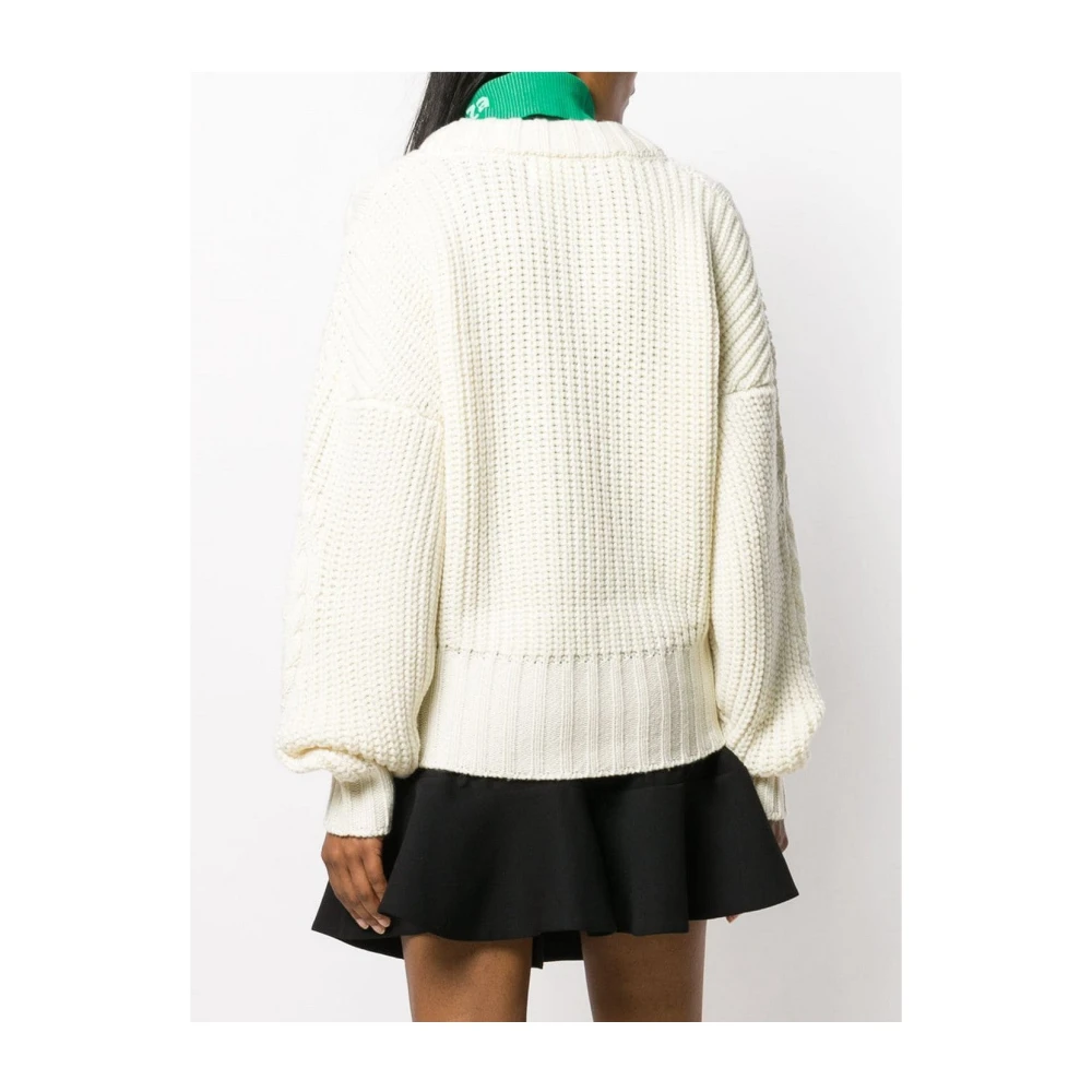 Circus Hotel Chunky Gebreide Wollen Trui Beige Dames