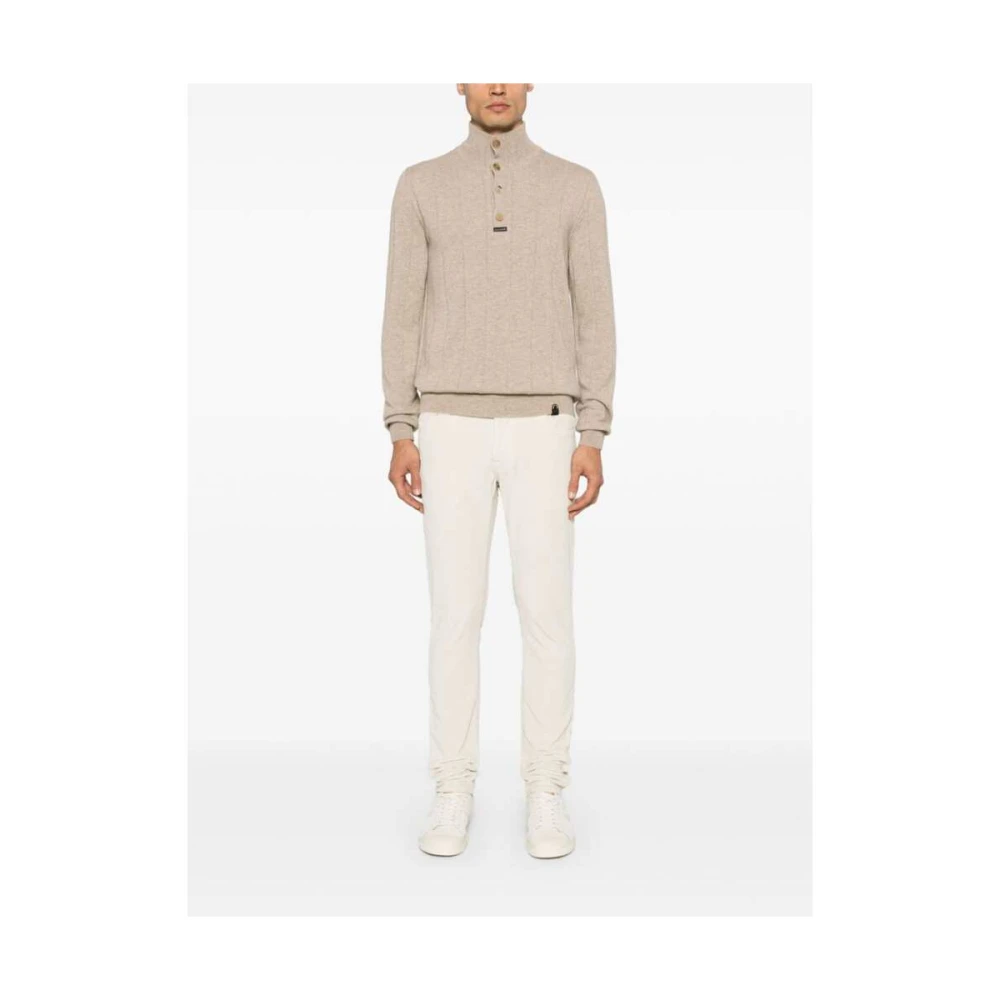 Jacob Cohën Roomwitte Corduroy Jeans Geborduurd Logo White Heren