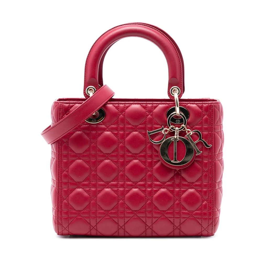 Dior Vintage Women's Red Pre-Owned Structu Leather Handbag