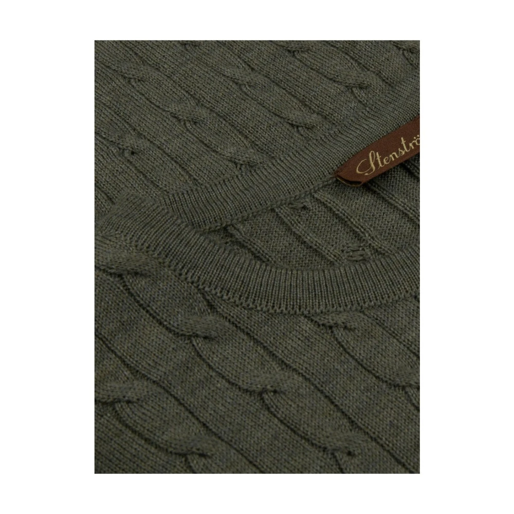 Stenströms Groene Kabel Gebreide Wol Trui Green Heren