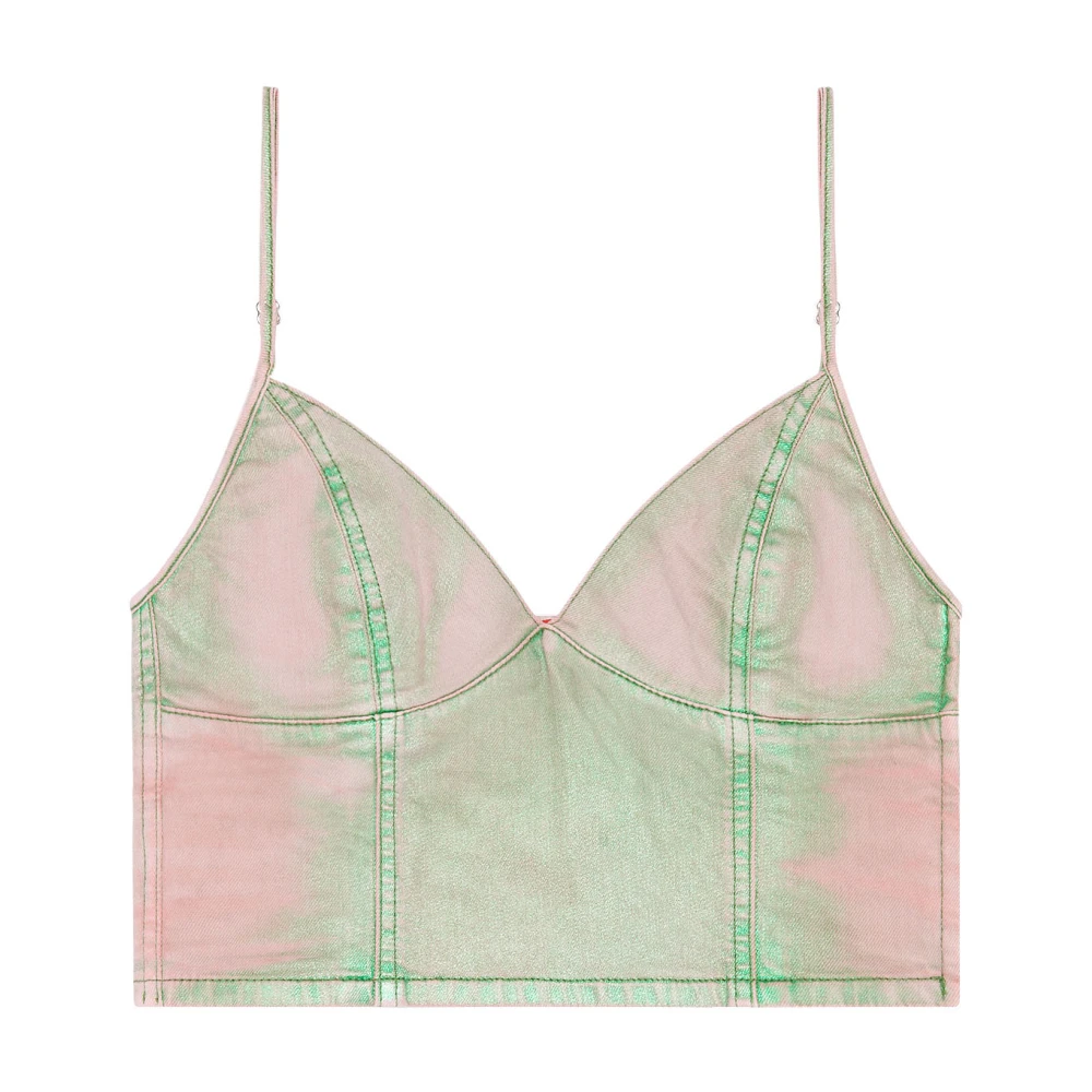 Diesel Top in bicolour laminated denim Multicolor Dames