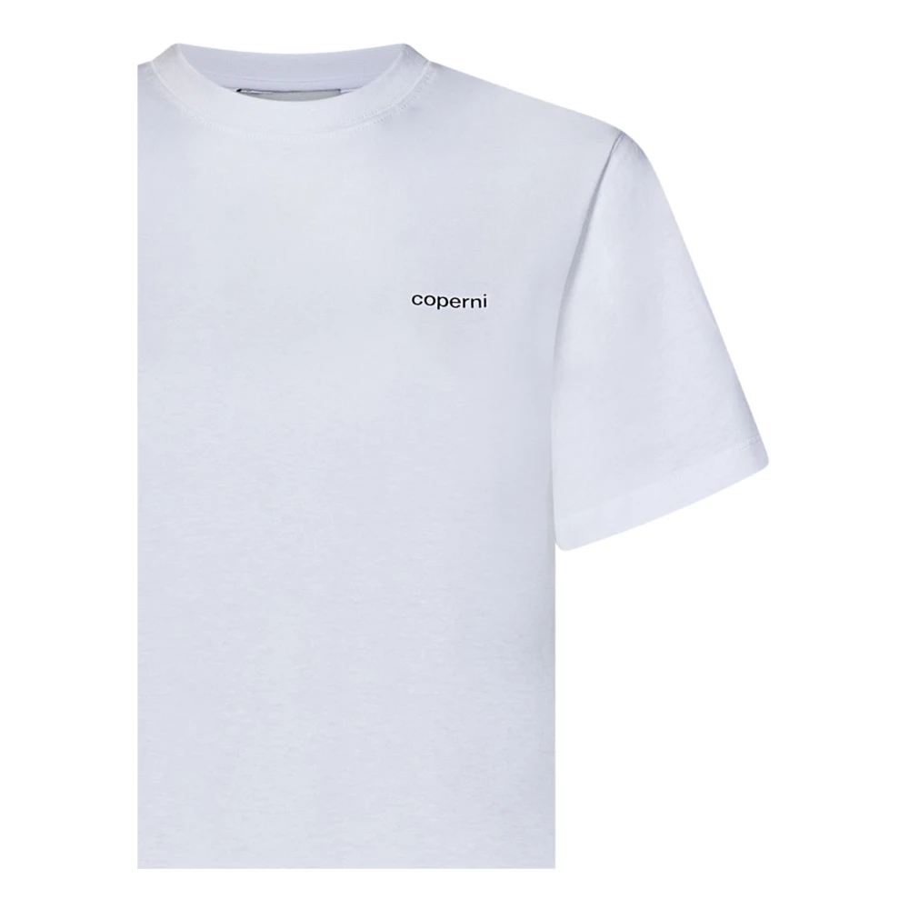 Coperni Witte Geribbelde T-shirts en Polos met Zwarte Logo Print White Dames